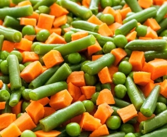 Macédoine de légumes désassemblée par l’égreneur-trieur