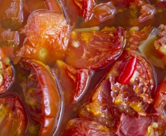 Tomates cuisinées : plat cuisiné en sauce mélangé dans le mélangeur à double ruban EGRETIER